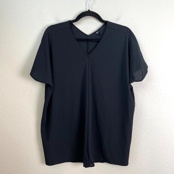 Uniqlo Womens Small Black Dolman Sleeve V Neck Blouse Shirt Top - Picture 1 of 8